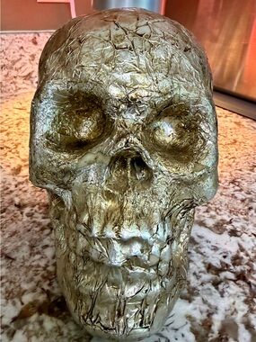 Decorative Metallic Gold Skull Sculpture - Home Art Accent